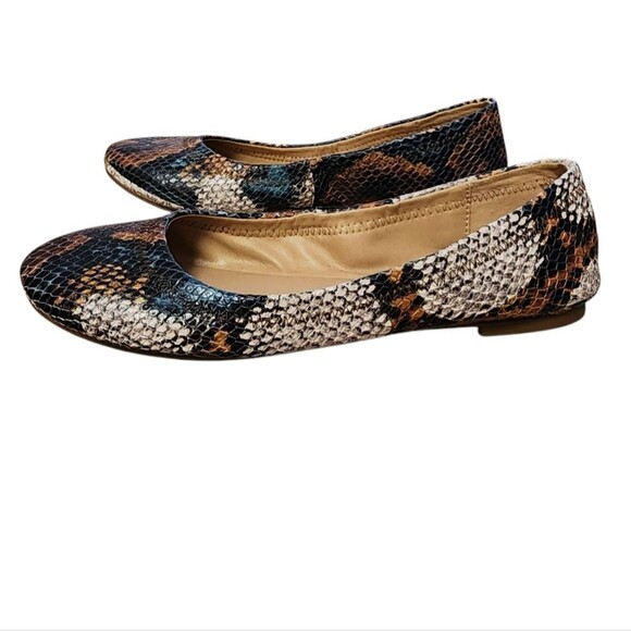 Lucky Brand Shoe Women 6.5 M Leather Snakeskin Print Ballet Flat Slip On Casual - Picture 4 of 14